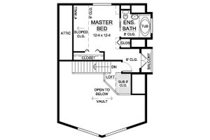 Floor Plan - Upper Floor for Cabin House Plan #126-194 - 3 bed, 2 bath