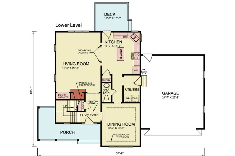 Architectural House Design - Floor Plan - Main Floor for Farmhouse House Plan #54-666 - 3 bed, 2.5 bath