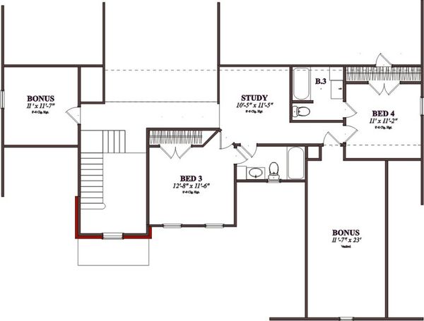 Traditional Floor Plan - Upper Floor Plan #63-206