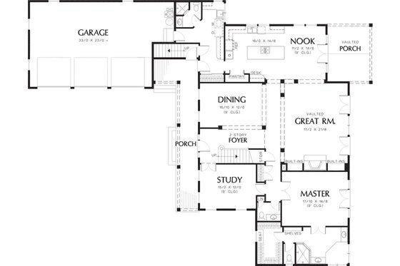 Floor Plan - Main Floor for Colonial House Plan #48-147 - 4 bed, 4.5 bath