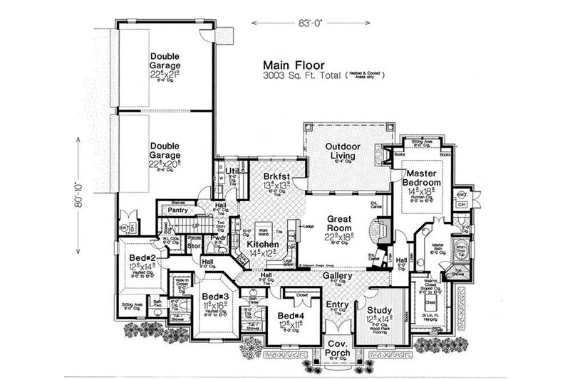 Home Plan - Floor Plan - Main Floor for European House Plan #310-1282 - 4 bed, 3.5 bath