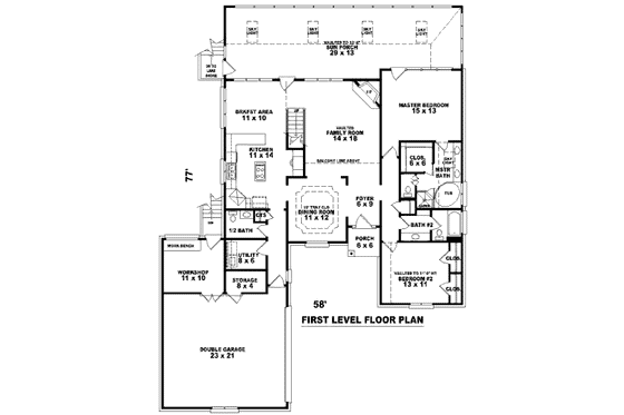 Floor Plan - Main Floor for Traditional House Plan #81-13733 - 3 bed, 3.5 bath
