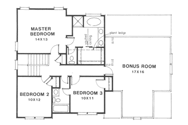 Home Plan - Floor Plan - Upper Floor for Southern House Plan #129-148 - 3 bed, 2.5 bath