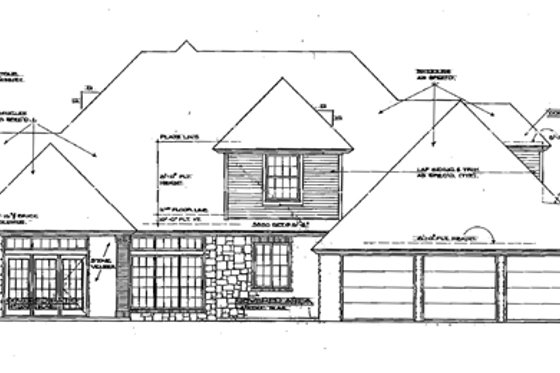 Exterior - Rear Elevation for European House Plan #310-180 - 4 bed, 3.5 bath