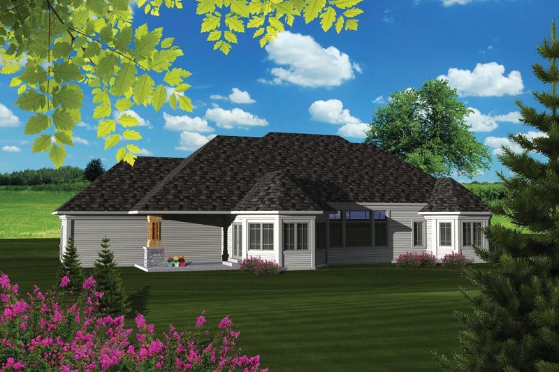 Architectural House Design - Exterior - Rear Elevation for Ranch House Plan #70-1086 - 2 bed, 2 bath