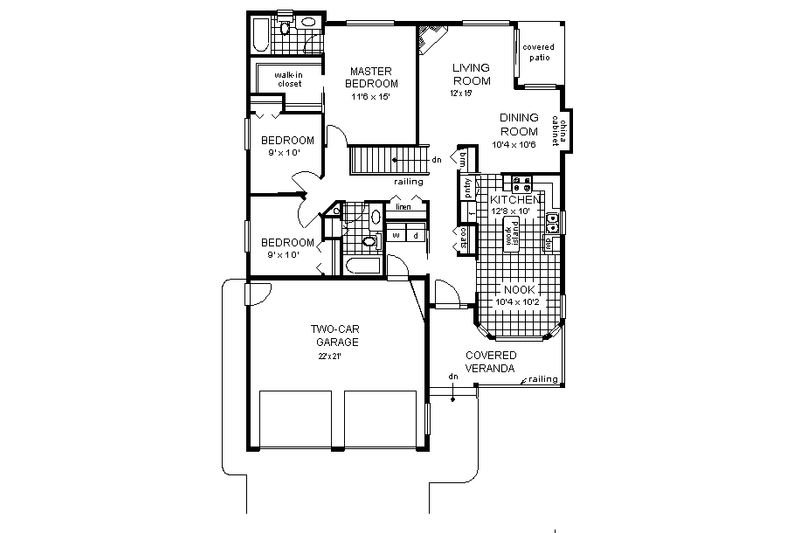 Architectural House Design - Floor Plan - Main Floor House Plan #18-179 - 3 bed, 2 bath