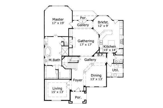 Floor Plan - Main Floor for European House Plan #411-555 - 4 bed, 3.5 bath