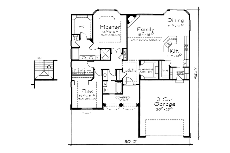 Home Plan - Floor Plan - Main Floor for Traditional House Plan #20-2099 - 2 bed, 2 bath