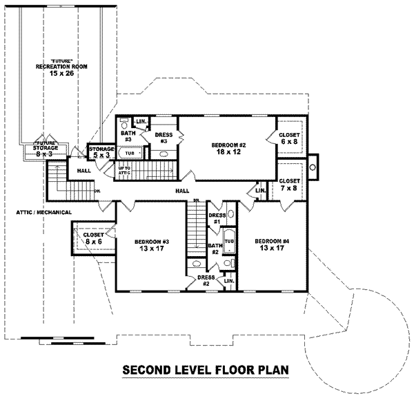 Traditional Floor Plan - Upper Floor Plan #81-1152