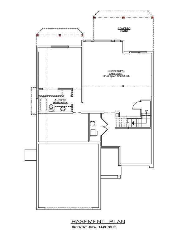 Architectural House Design - Floor Plan - Lower Floor for Craftsman House Plan #1100-175 - 3 bed, 2 bath