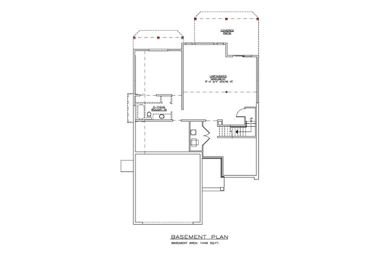 Architectural House Design - Floor Plan - Lower Floor for Craftsman House Plan #1100-175 - 3 bed, 2 bath