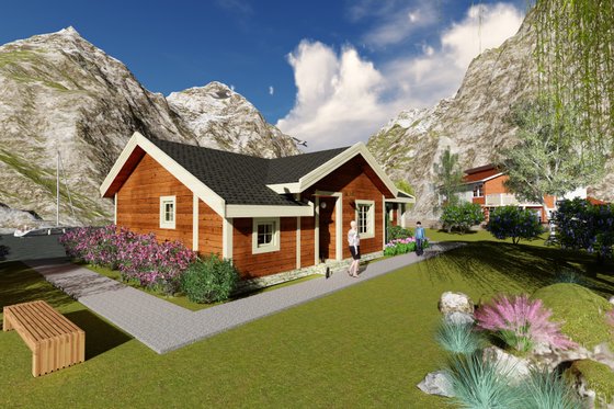 Exterior - Front Elevation for Cabin House Plan #549-25 - 3 bed, 1 bath