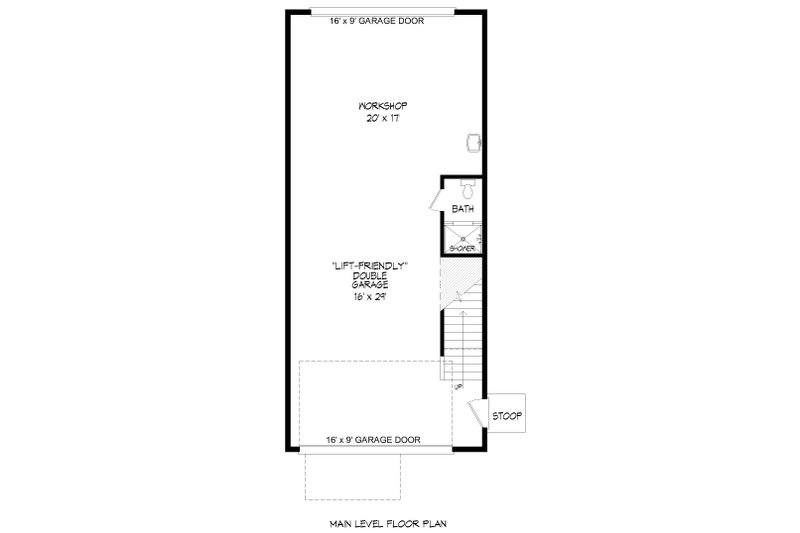 Home Plan - Floor Plan - Main Floor for Craftsman House Plan #932-376, 1 bath