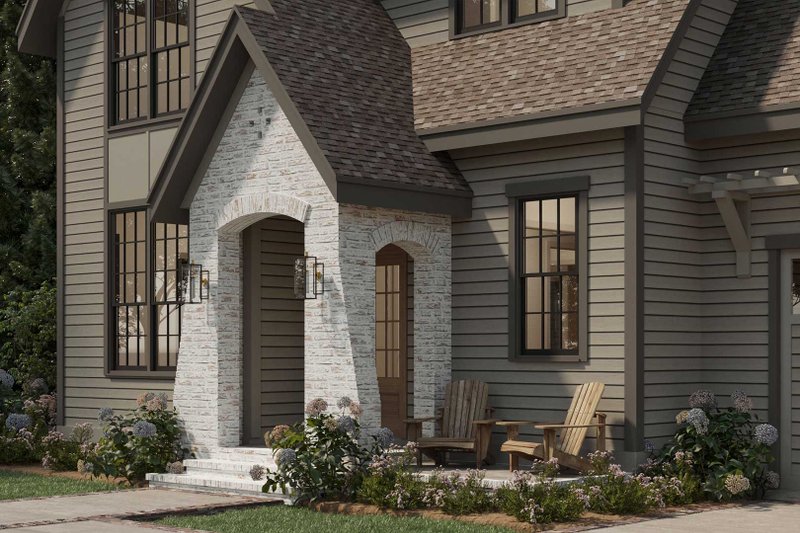 House Plan Design - Exterior - Covered Porch for Tudor House Plan #461-97 - 4 bed, 3 bath