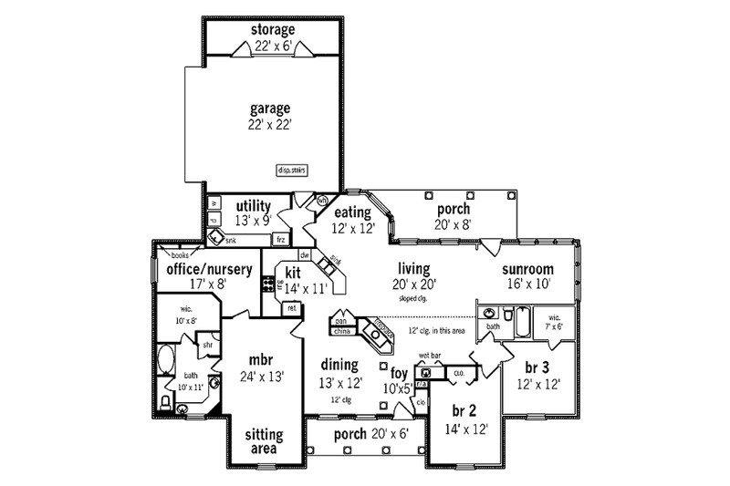 Home Plan - Floor Plan - Main Floor for European House Plan #45-258 - 3 bed, 2 bath
