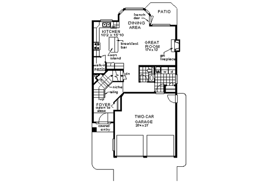 Floor Plan - Main Floor for Traditional House Plan #18-283 - 3 bed, 3 bath
