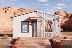 Exterior - Front Elevation 6 for Adobe / Southwestern House Plan #1106-130 - 1 bed, 1 bath