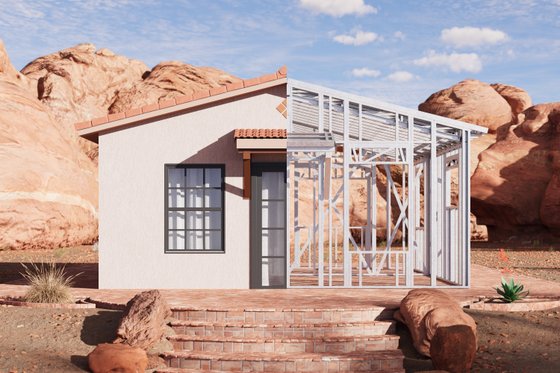 Exterior - Front Elevation 6 for Adobe / Southwestern House Plan #1106-130 - 1 bed, 1 bath