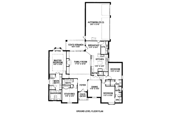 Floor Plan - Main Floor for European House Plan #141-314 - 4 bed, 3 bath