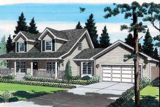 Exterior - Front Elevation for Country House Plan #312-367 - 4 bed, 2.5 bath