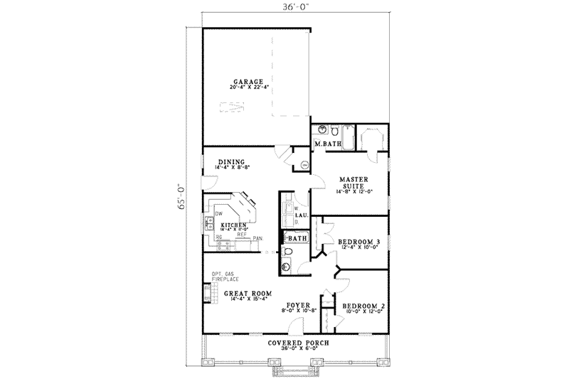 House Plan Design - Floor Plan - Main Floor for Country House Plan #17-440 - 3 bed, 2 bath
