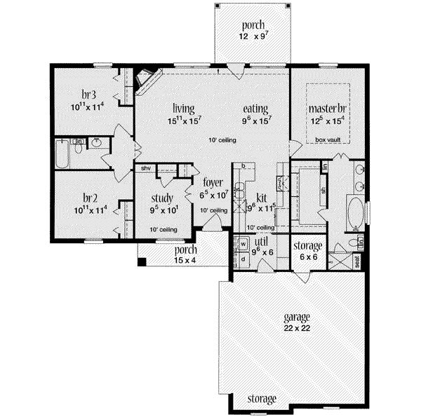 Home Plan - Southern Floor Plan - Main Floor Plan #36-424