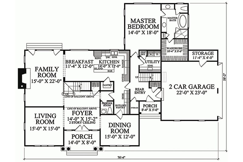 Dream House Plan - Floor Plan - Main Floor for Country House Plan #137-210 - 5 bed, 4 bath