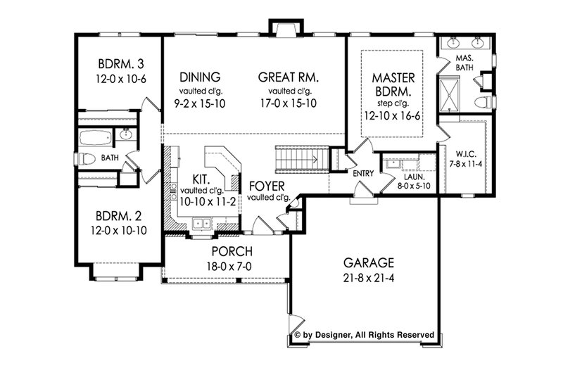 Dream House Plan - Floor Plan - Main Floor for Ranch House Plan #1010-218 - 3 bed, 2 bath