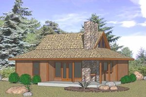 Exterior - Front Elevation 3 for Cabin House Plan #116-106 - 2 bed, 1 bath
