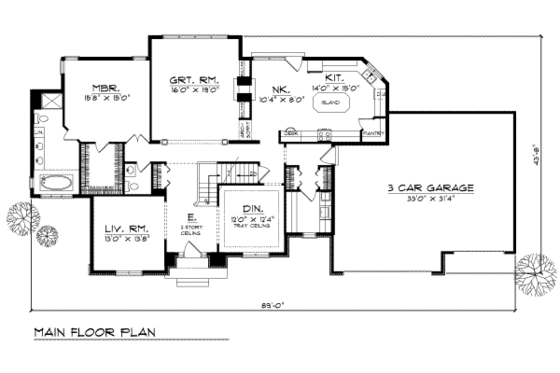Floor Plan - Main Floor for Modern House Plan #70-479 - 4 bed, 3.5 bath