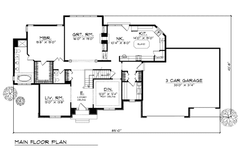 House Plan Design - Floor Plan - Main Floor for Modern House Plan #70-479 - 4 bed, 3.5 bath