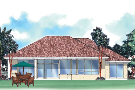 Exterior - Rear Elevation for Mediterranean House Plan #930-25 - 3 bed, 2 bath