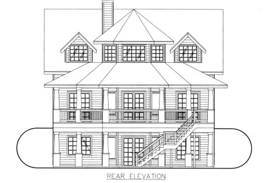 Exterior - Rear Elevation for Victorian House Plan #117-701 - 4 bed, 3 bath