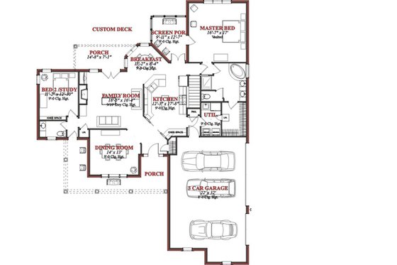 Floor Plan - Main Floor for Country House Plan #63-190 - 4 bed, 2.5 bath