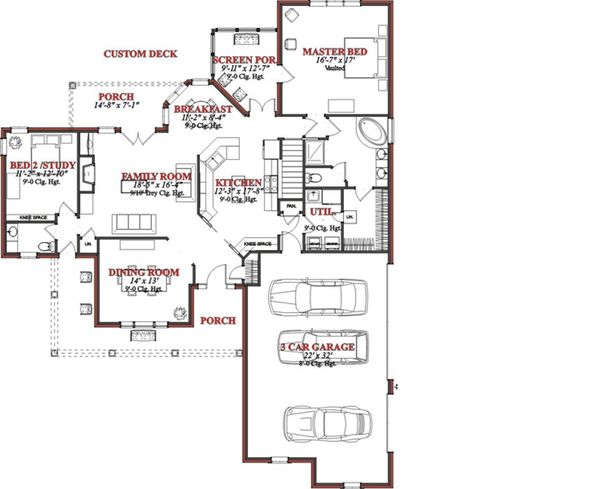 Country Floor Plan - Main Floor Plan #63-190