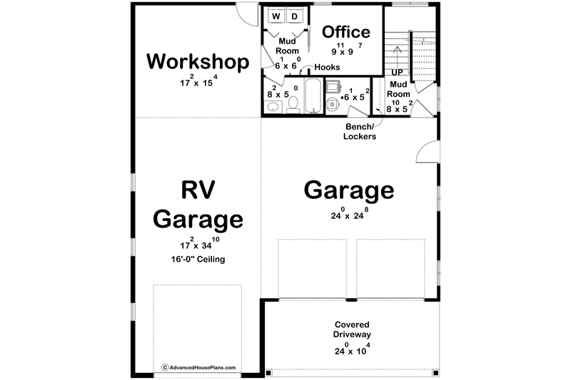 House Blueprint - Floor Plan - Main Floor for Farmhouse House Plan #455-673 - 2 bed, 3 bath