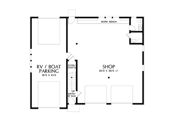 Floor Plan - Main Floor for Craftsman House Plan #48-1049 - 2 bed, 1.5 bath