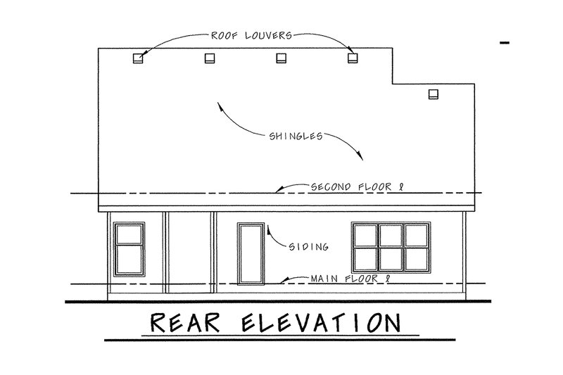 House Blueprint - Exterior - Rear Elevation for Traditional House Plan #20-1713 - 4 bed, 3 bath