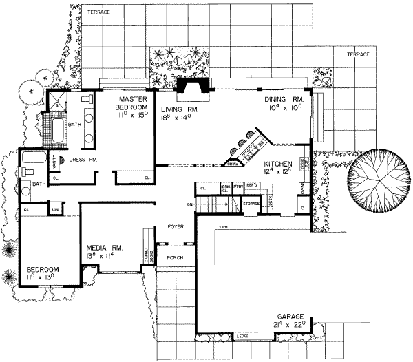 Architectural House Design - Colonial Floor Plan - Main Floor Plan #72-450