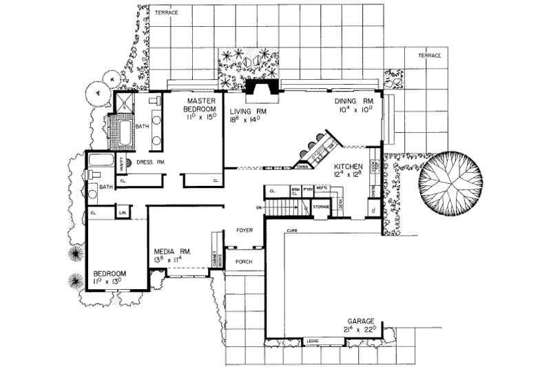 Home Plan - Floor Plan - Main Floor for Colonial House Plan #72-450 - 2 bed, 2 bath