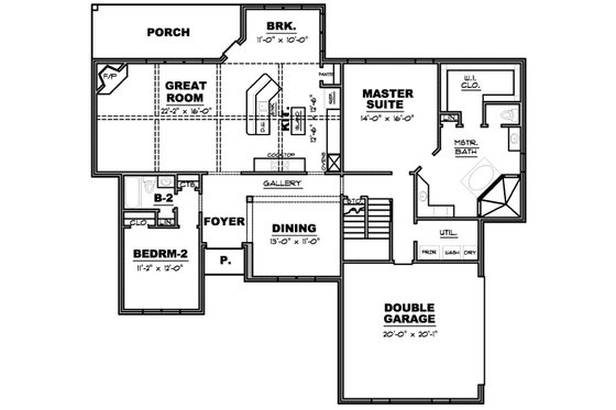 Floor Plan - Main Floor for European House Plan #34-229 - 4 bed, 3 bath