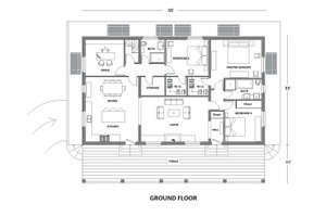 Floor Plan - Main Floor for Contemporary House Plan #542-12 - 3 bed, 2 bath