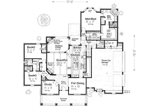 Floor Plan - Main Floor for European House Plan #310-993 - 3 bed, 3.5 bath