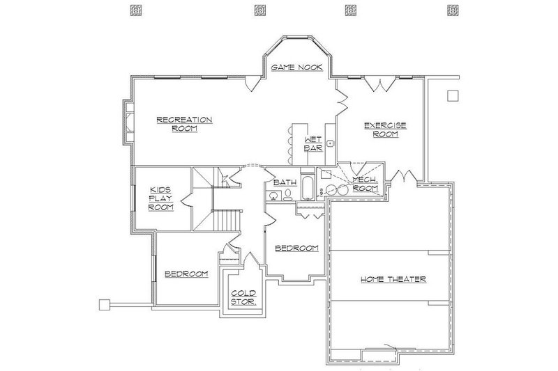 Home Plan - Floor Plan - Lower Floor for European House Plan #5-402 - 6 bed, 5.5 bath