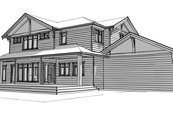 Exterior - Rear Elevation for Craftsman House Plan #1101-15 - 3 bed, 3 bath
