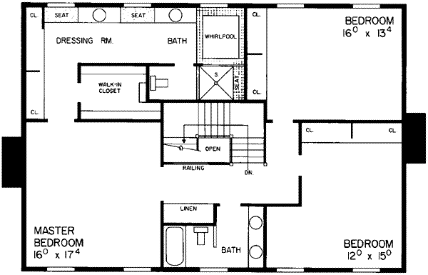 Colonial Floor Plan - Upper Floor Plan #72-182