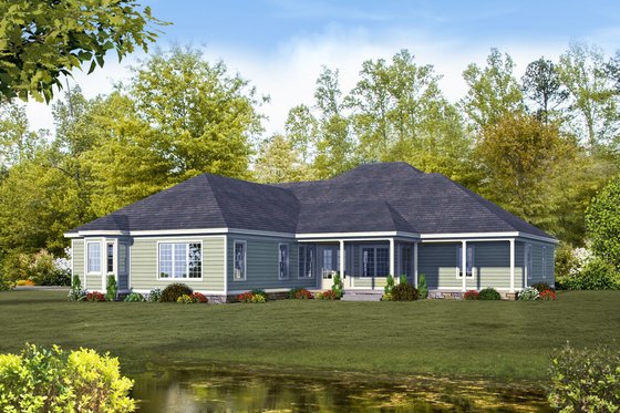 Exterior - Rear Elevation for Country House Plan #932-21 - 4 bed, 4.5 bath