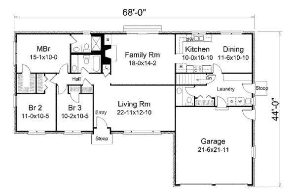 Ranch Floor Plan - Main Floor Plan #57-510