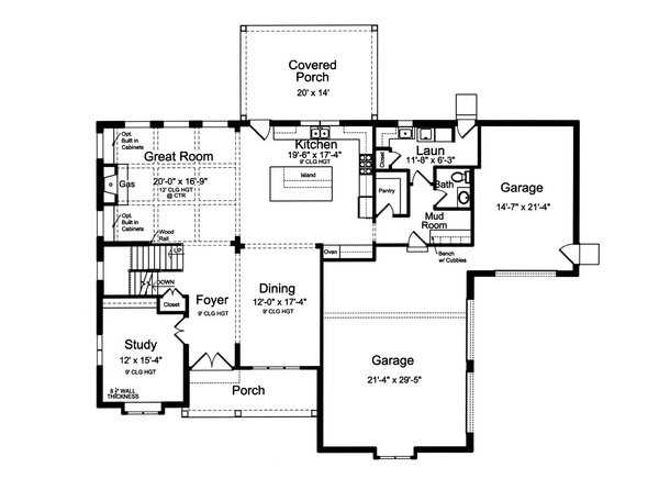 Architectural House Design - Farmhouse Floor Plan - Main Floor Plan #46-922
