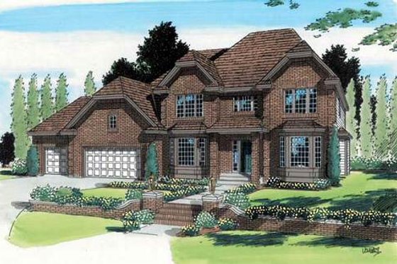 Exterior - Front Elevation for European House Plan #312-605 - 3 bed, 2.5 bath